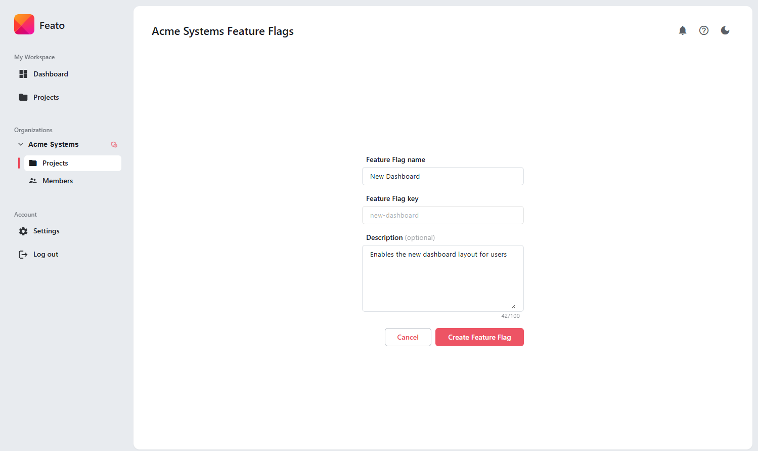 Creating a feature flag in the Feato Console